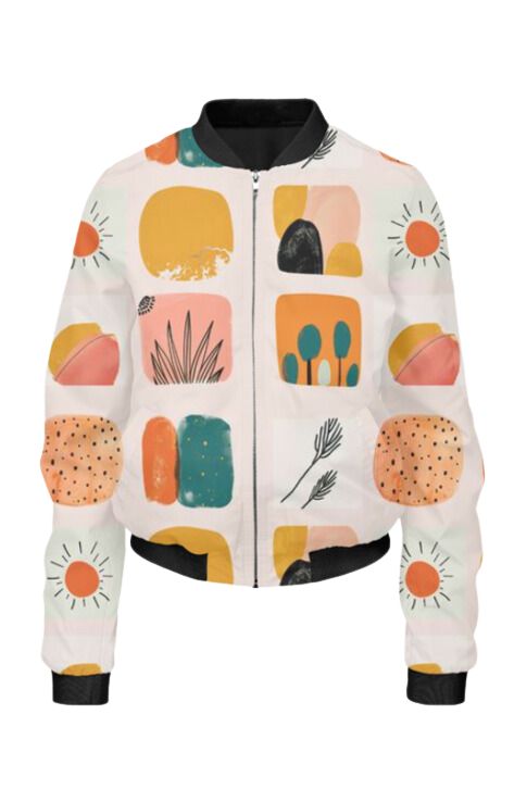 Geometric - All Over Print Cropped Bomber Jacket For Women