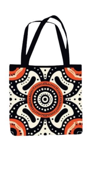 Aboriginal - All Over Print Canvas Tote Bag With Zipper 15 x 17 inches