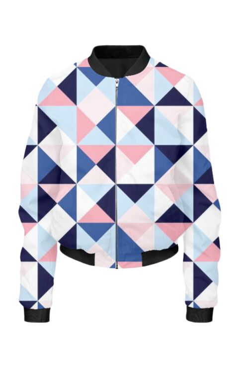 Geometric - All Over Print Cropped Bomber Jacket For Women