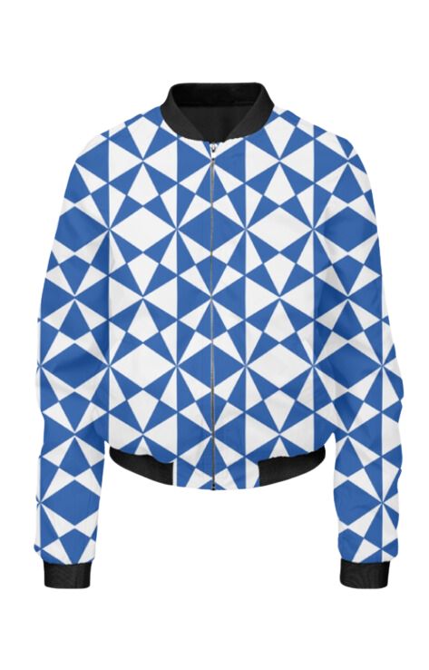 Geometric - All Over Print Cropped Bomber Jacket For Women