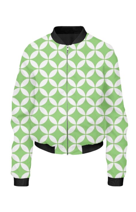 Geometric - All Over Print Cropped Bomber Jacket For Women