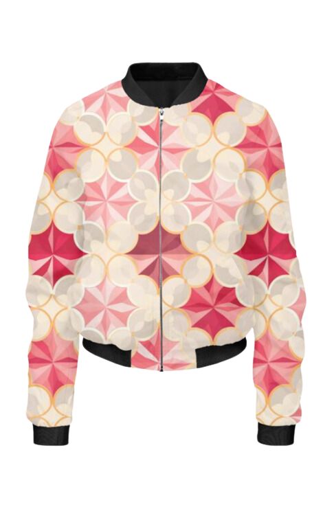 Geometric - All Over Print Cropped Bomber Jacket For Women
