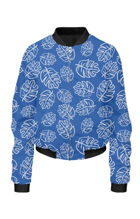 Leaf - All Over Print Cropped Bomber Jacket For Women