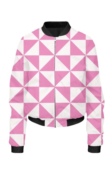 Geometric - All Over Print Cropped Bomber Jacket For Women