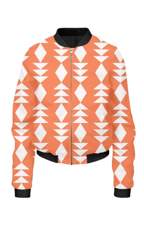 Geometric - All Over Print Cropped Bomber Jacket For Women
