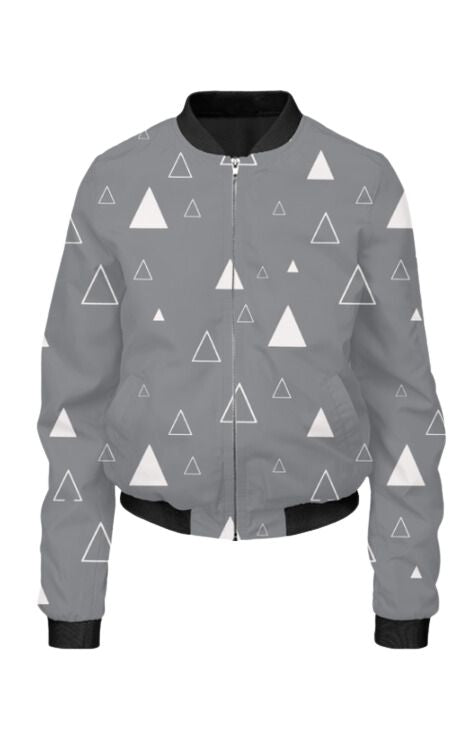Geometric - All Over Print Cropped Bomber Jacket For Women