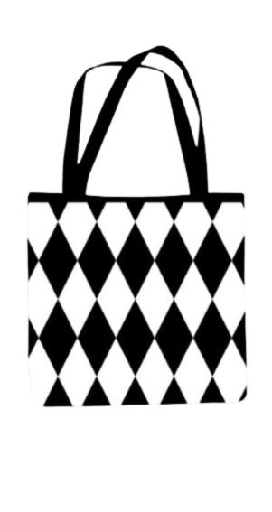 Checkered - All Over Print Canvas Tote Bag With Zipper 15 x 17 inches
