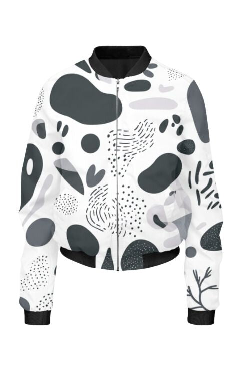 Retro - All Over Print Cropped Bomber Jacket For Women