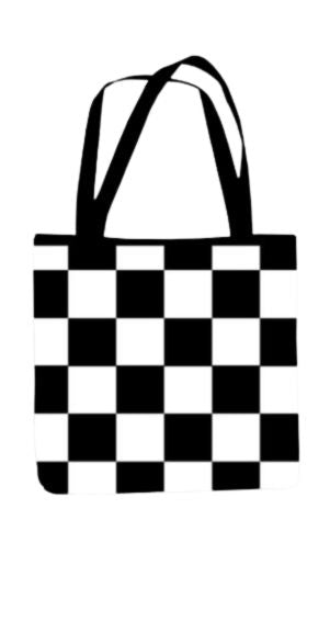 Checkered - All Over Print Canvas Tote Bag With Zipper 15 x 17 inches