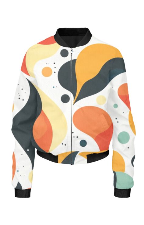 Retro - All Over Print Cropped Bomber Jacket For Women