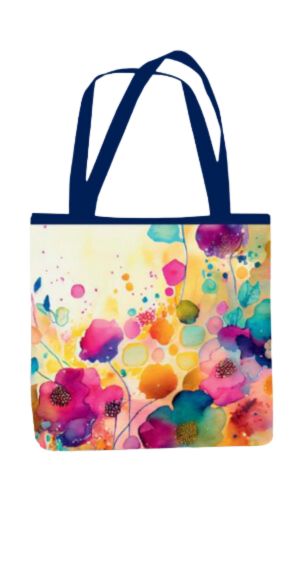 Watercolor Flower - All Over Print Canvas Tote Bag With Zipper 15 x 17 inches