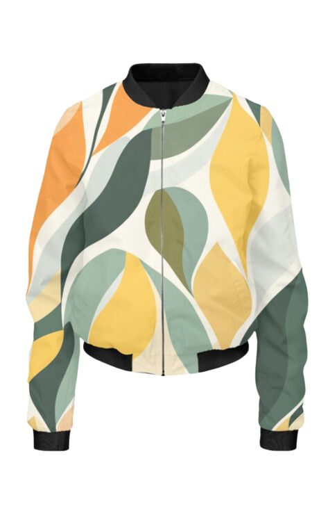 Retro - All Over Print Cropped Bomber Jacket For Women