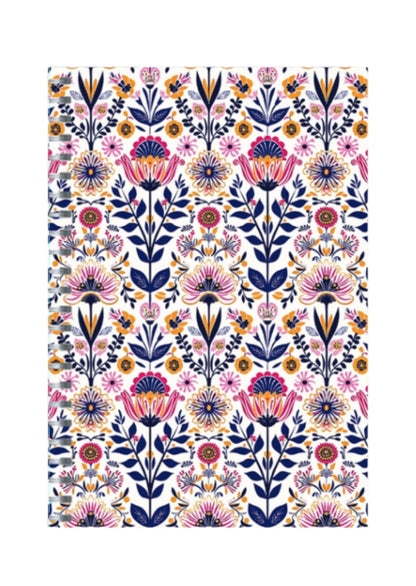 Indian Floral - Spiral Notepad A5 Ruled Notebook 120 Pages