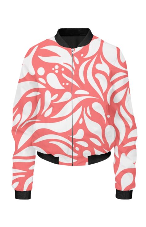 Retro - All Over Print Cropped Bomber Jacket For Women