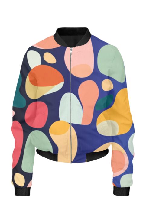 Retro - All Over Print Cropped Bomber Jacket For Women
