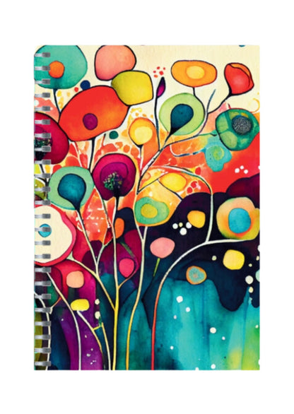 Watercolor Flower - Spiral Notepad A5 Unruled Notebook 120 Pages
