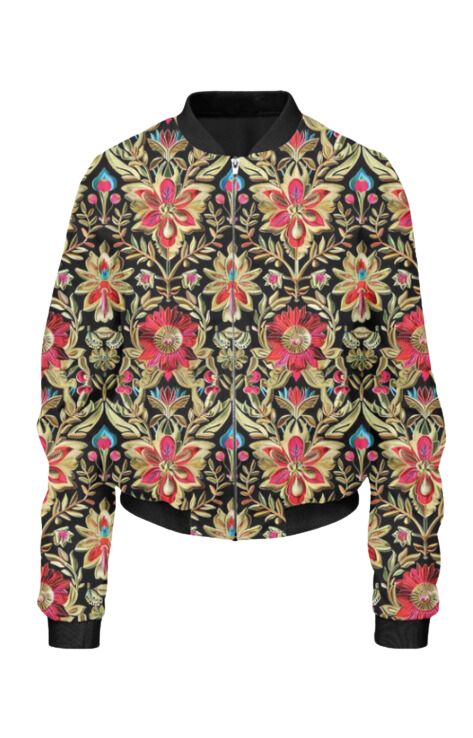 Ethnic - All Over Print Cropped Bomber Jacket For Women