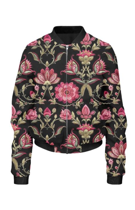 Ethnic - All Over Print Cropped Bomber Jacket For Women