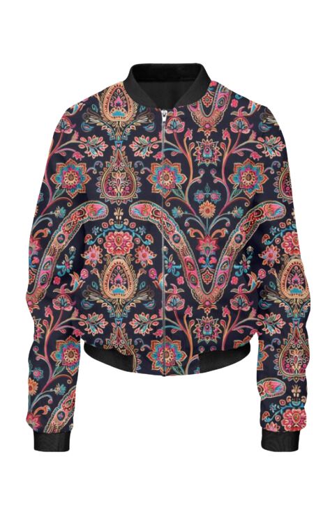 Ethnic - All Over Print Cropped Bomber Jacket For Women