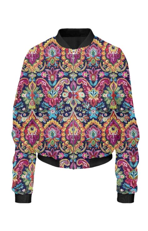 Ethnic - All Over Print Cropped Bomber Jacket For Women