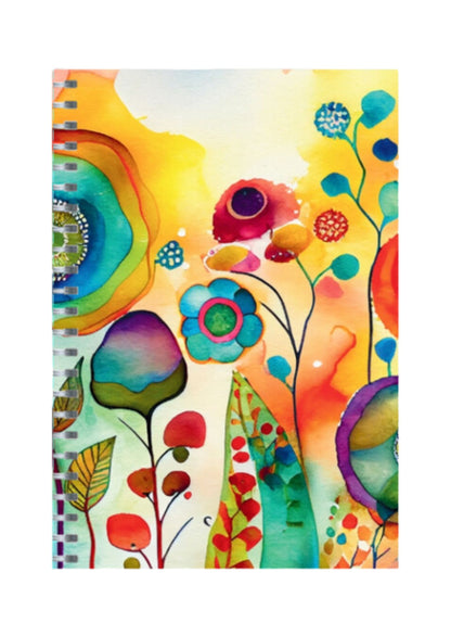 Watercolor Flower - Spiral Notepad A5 Unruled Notebook 120 Pages
