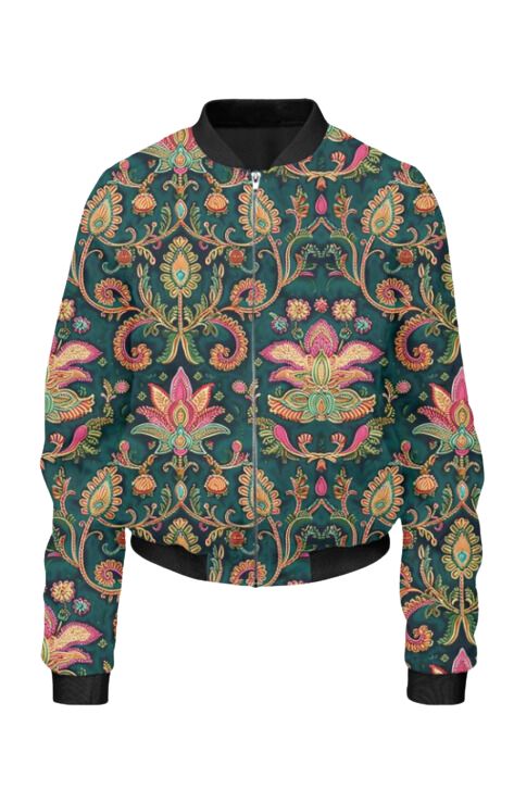 Ethnic - All Over Print Cropped Bomber Jacket For Women