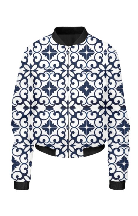 Ethnic - All Over Print Cropped Bomber Jacket For Women