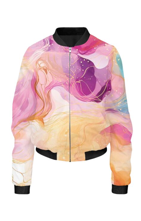Fluid Art - All Over Print Cropped Bomber Jacket For Women