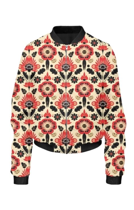 Ethnic - All Over Print Cropped Bomber Jacket For Women