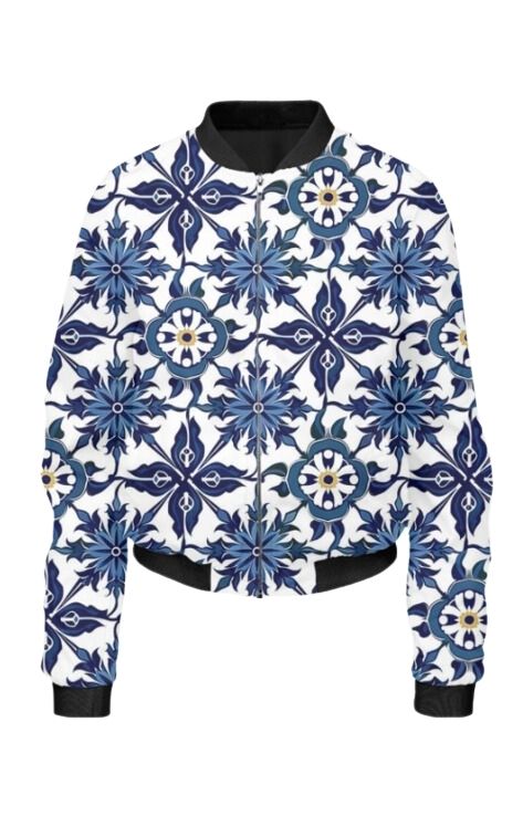 Moroccan - All Over Print Cropped Bomber Jacket For Women