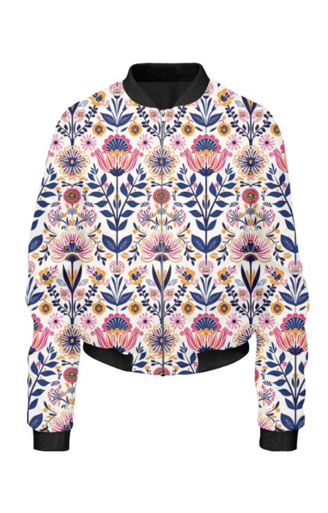 Ethnic - All Over Print Cropped Bomber Jacket For Women