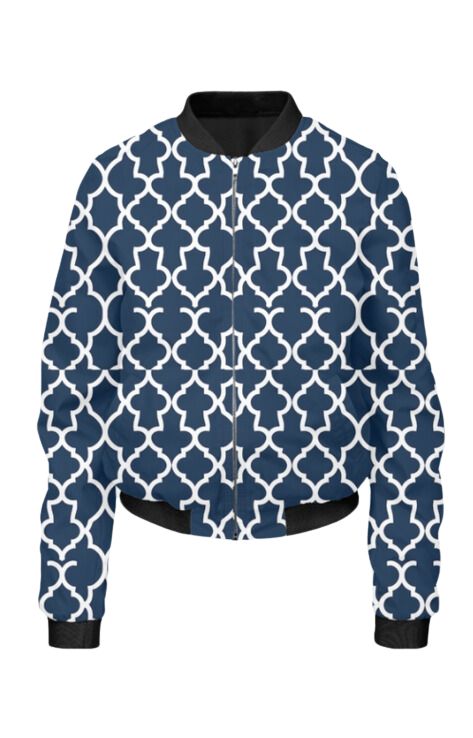 Geometric - All Over Print Cropped Bomber Jacket For Women