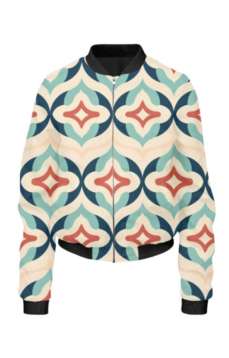 Pastel - All Over Print Cropped Bomber Jacket For Women