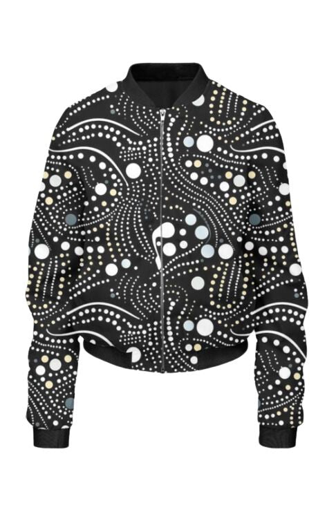 Abstract - All Over Print Cropped Bomber Jacket For Women