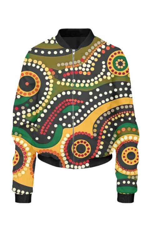 Aboriginal - All Over Print Cropped Bomber Jacket For Women