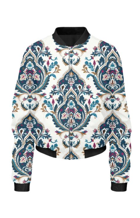 Ethnic - All Over Print Cropped Bomber Jacket For Women