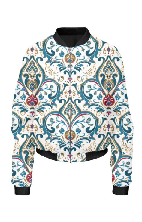 Ethnic - All Over Print Cropped Bomber Jacket For Women