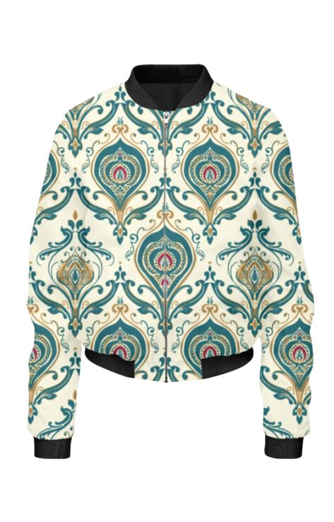 Ethnic - All Over Print Cropped Bomber Jacket For Women