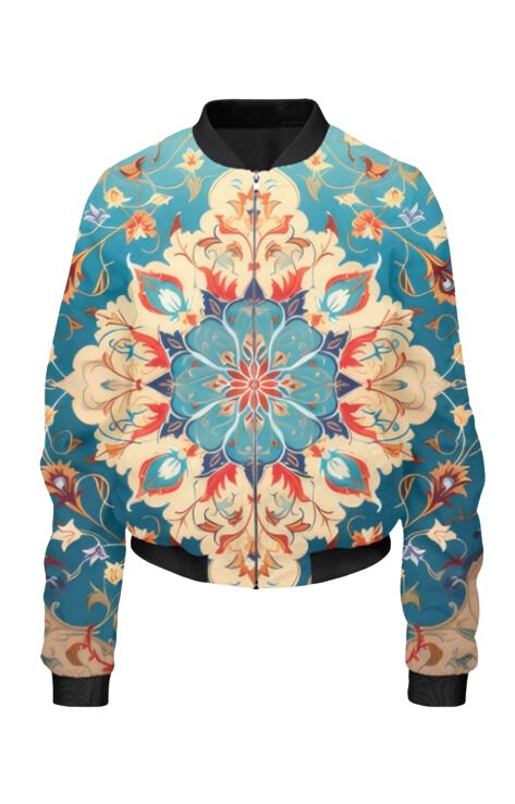 Ethnic - All Over Print Cropped Bomber Jacket For Women