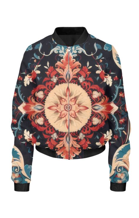 Ethnic - All Over Print Cropped Bomber Jacket For Women