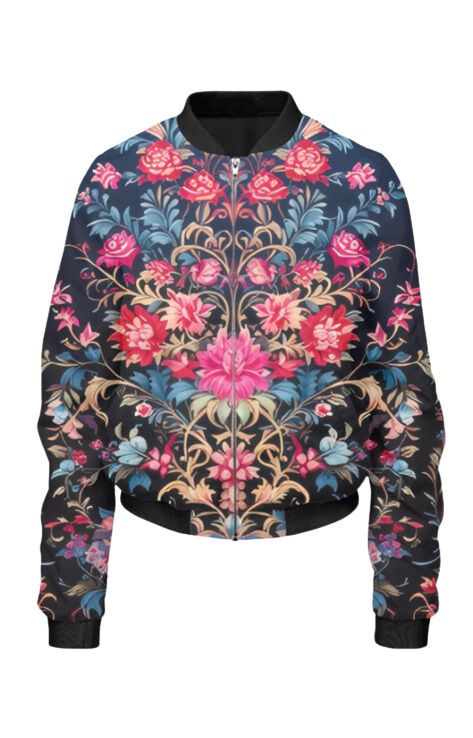 Ethnic - All Over Print Cropped Bomber Jacket For Women