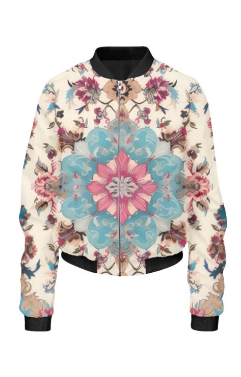 Ethnic - All Over Print Cropped Bomber Jacket For Women