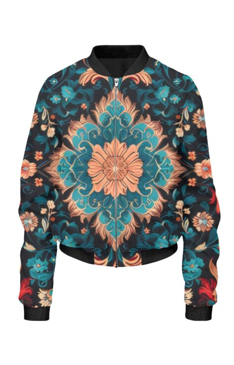 Ethnic - All Over Print Cropped Bomber Jacket For Women