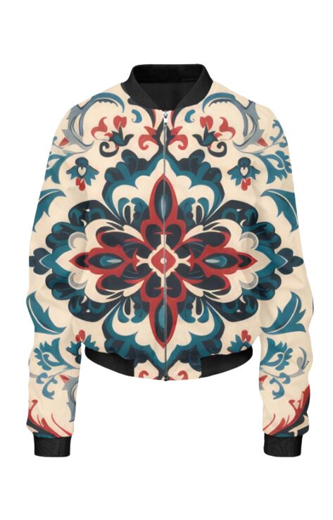 Ethnic - All Over Print Cropped Bomber Jacket For Women