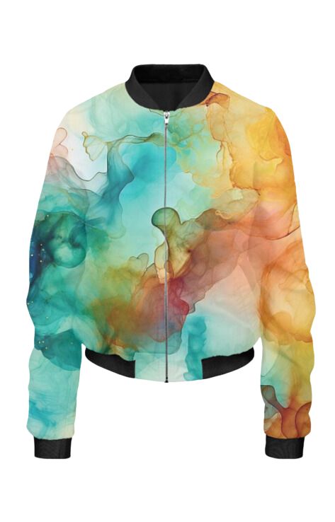 Fluid Art - All Over Print Cropped Bomber Jacket For Women