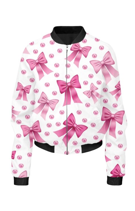Coquette - All Over Print Cropped Bomber Jacket For Women