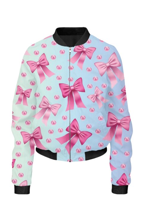 Coquette - All Over Print Cropped Bomber Jacket For Women