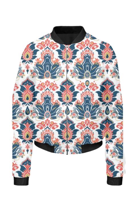 Ethnic - All Over Print Cropped Bomber Jacket For Women
