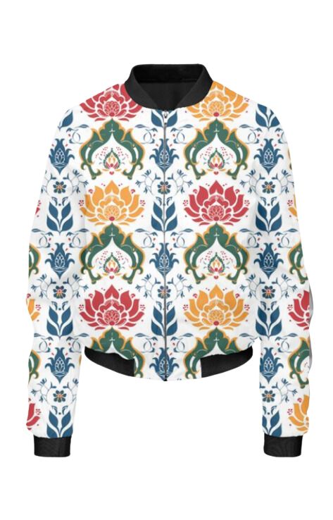 Ethnic - All Over Print Cropped Bomber Jacket For Women