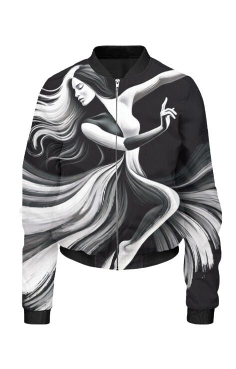 Elysian Hue - All Over Print Cropped Bomber Jacket For Women
